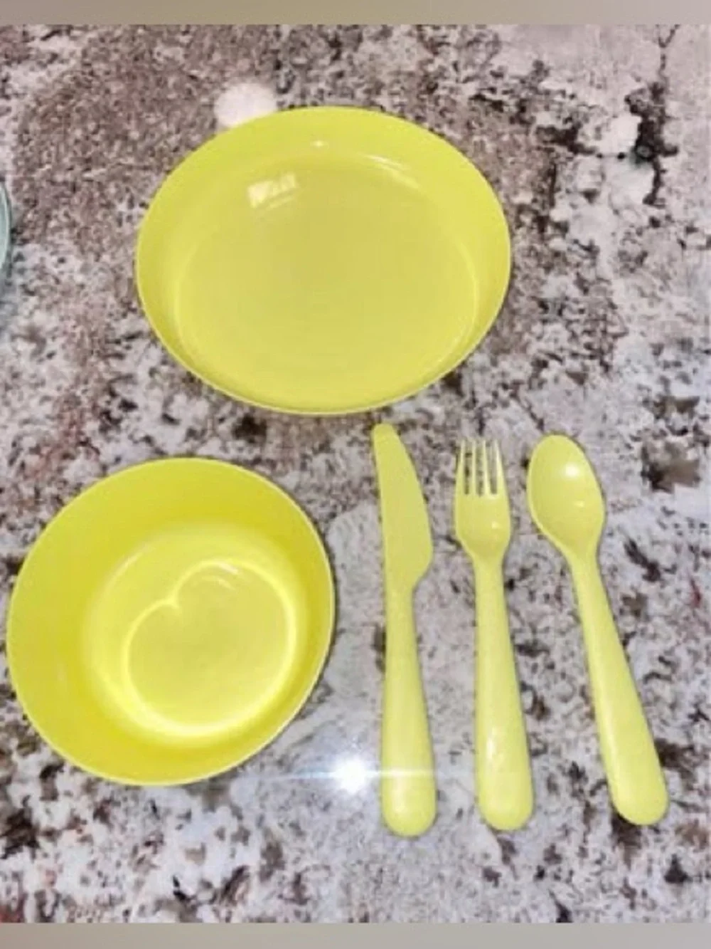 10 pc IKEA toddler & kids plates, bowls, and cutlery set